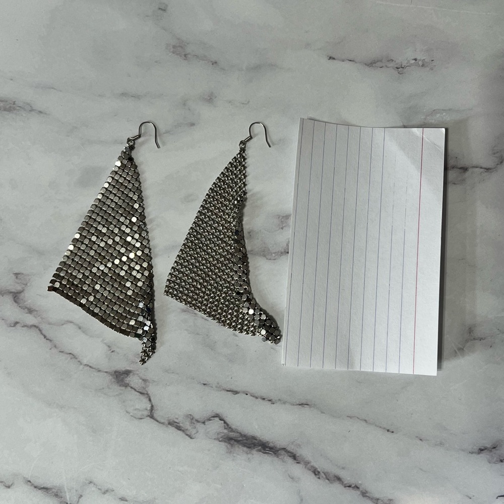 Long Silver Chain-metal Earrings